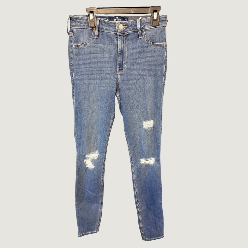 Hollister High-Rise Jean Legging Womens 5L W27 L30 Blue Distressed Skinny Denim